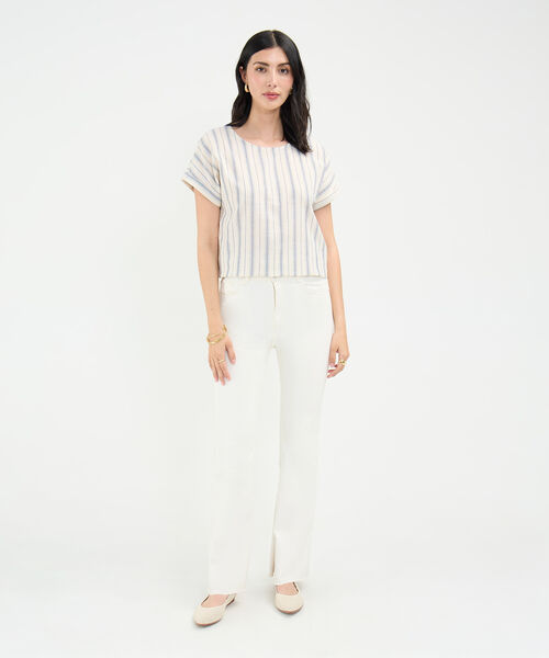 Blusa a Rayas en Efecto Lino image number null