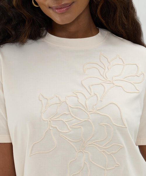 Camiseta Bordada Manga Corta Para Mujer image number null