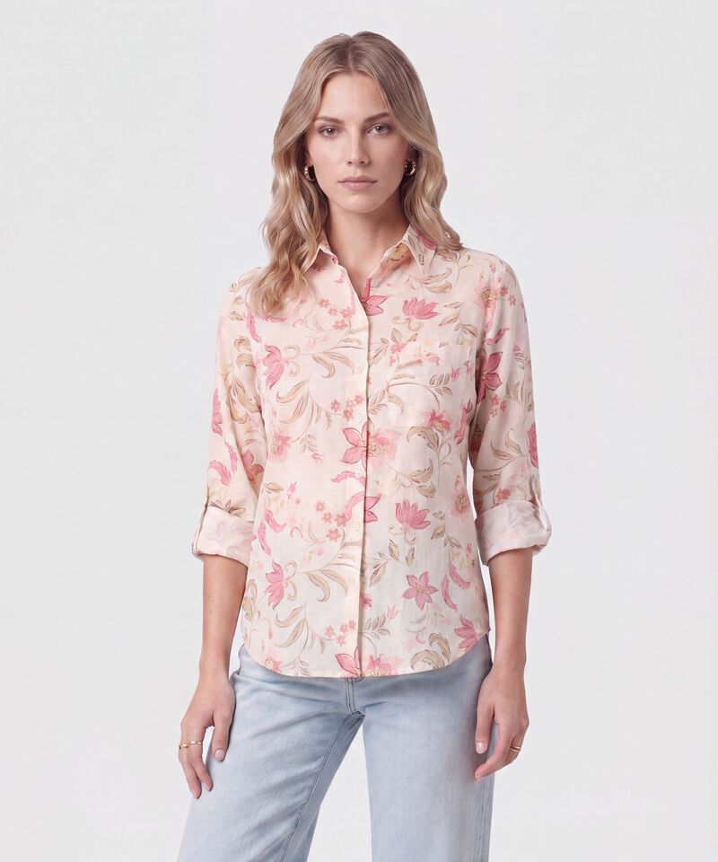 Camisa De Mangas Recogibles Para Mujer