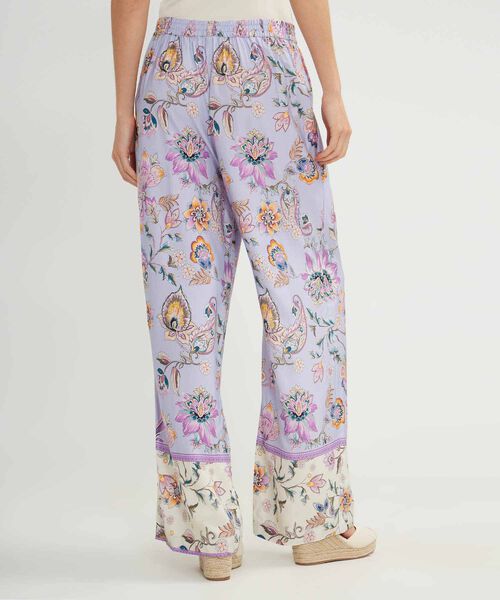 Pantalon Estampado Recto Con Cenefa.