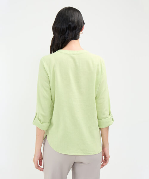 Blusa Cuello Mao en Efecto Lino