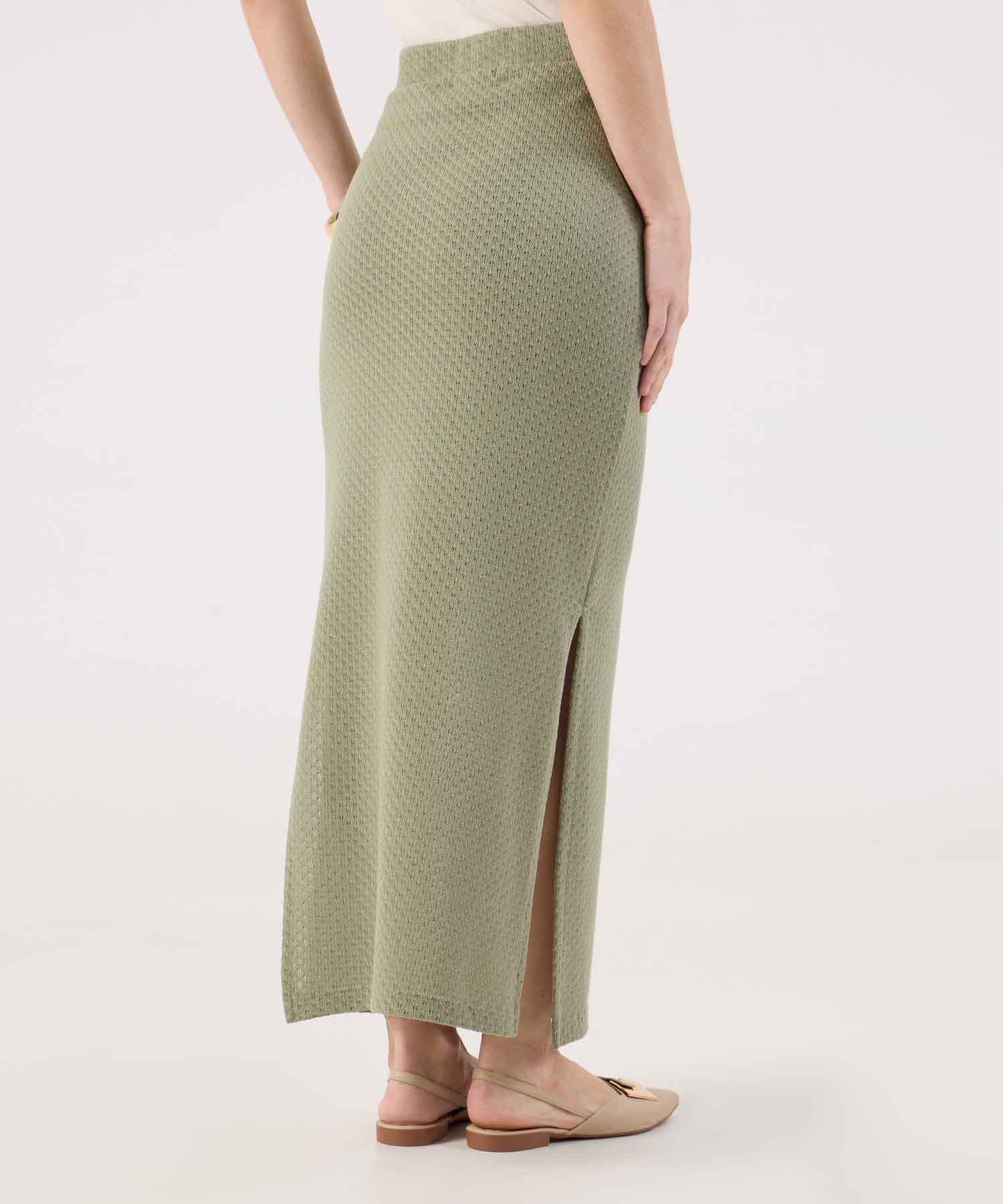 Falda Texturizada Con Abertura