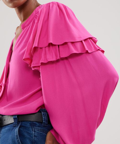 Blusa Unicolor Con Golas En Mangas image number null