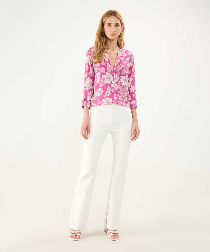 Blusa Estampada en Efecto Lino