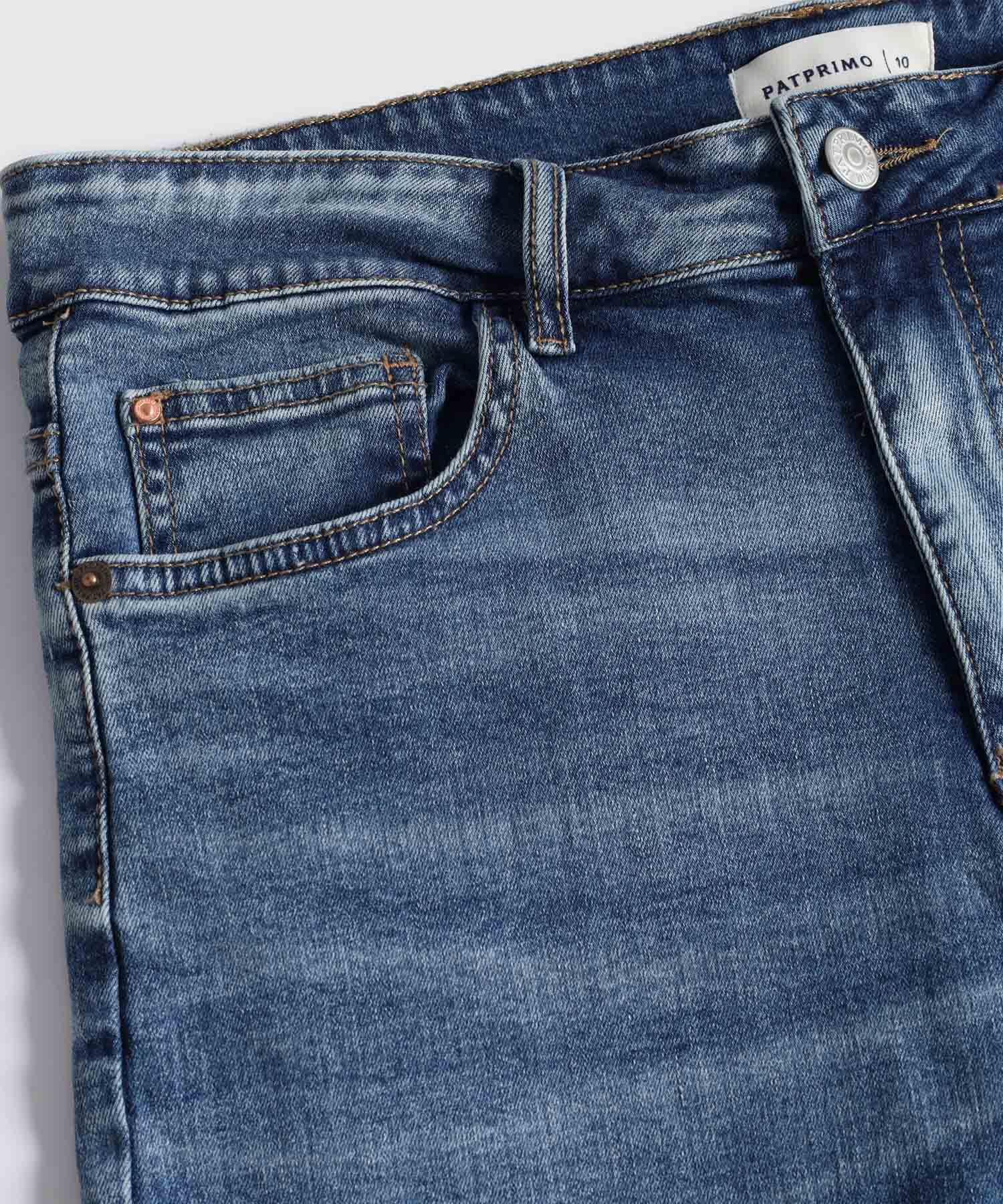 Bermuda Denim Con Doblez Para Mujer