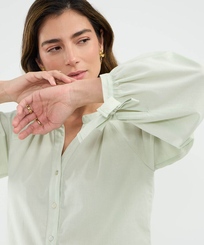 Blusa Manga Larga Efecto Lino