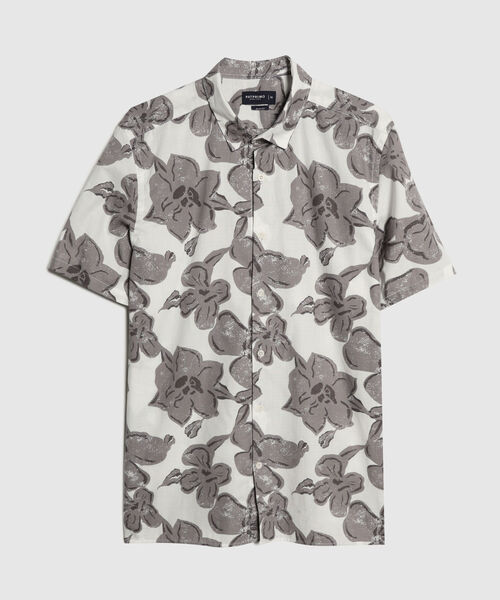 Camisa Manga Corta Estampada Base Lino