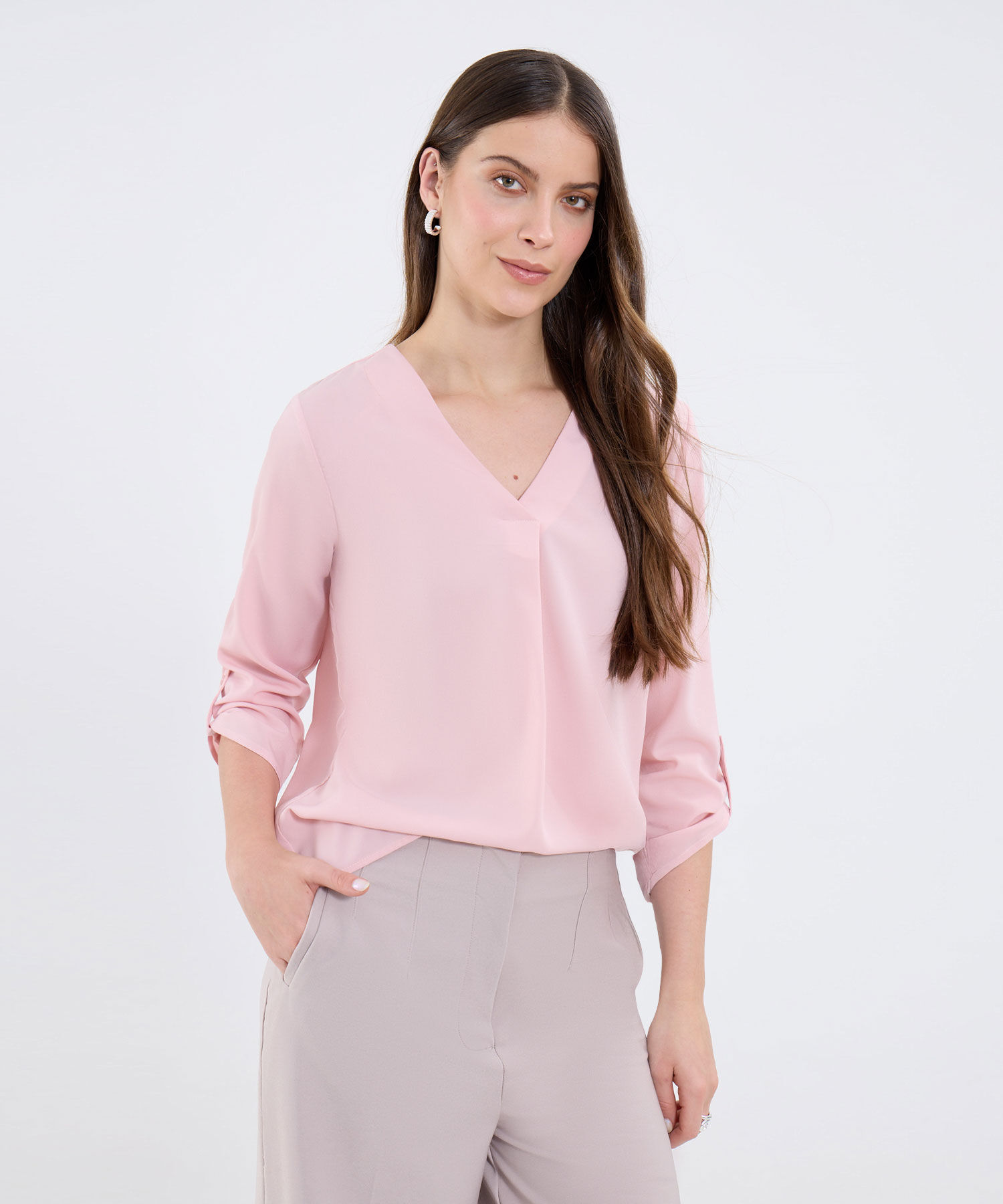 Blusa Manga ¾ Unicolor