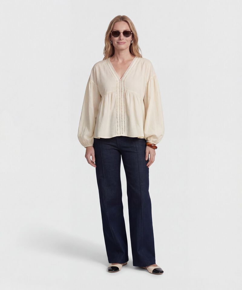 Jean Wide Leg con Costura Frontal para Mujer