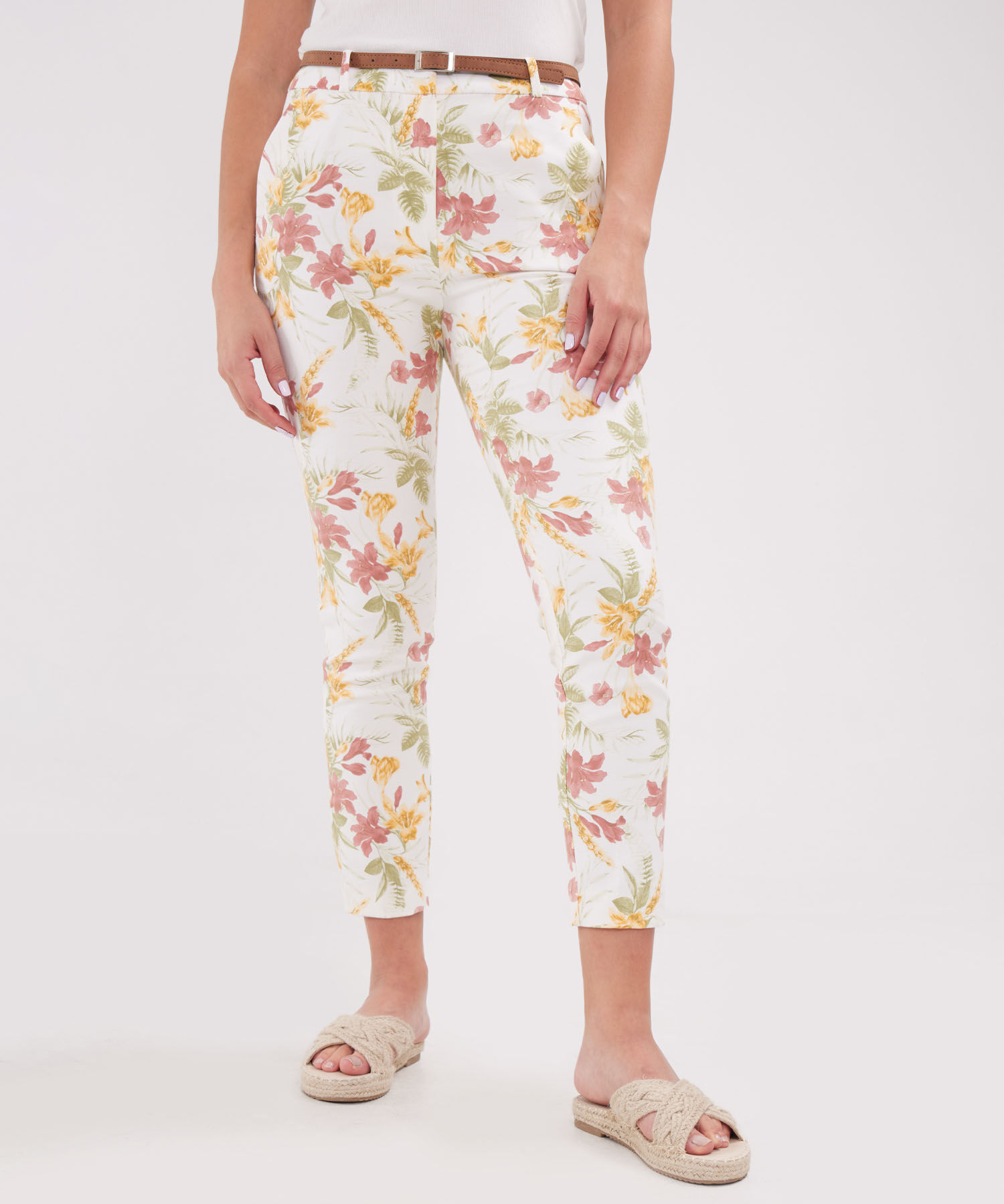 Pantalon Chino Estampado  Con Cinturon