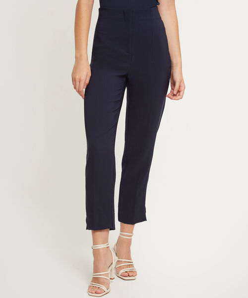 Pantalón Tiro Alto Largo Al Tobillo Unicolor image number null