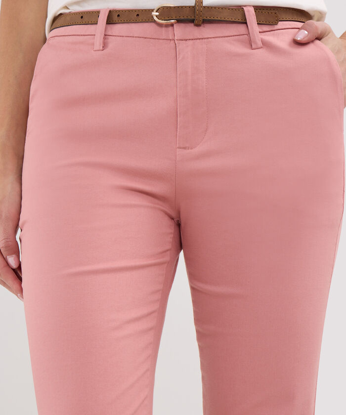 Pantalon Unicolor Chino Con Cinturon