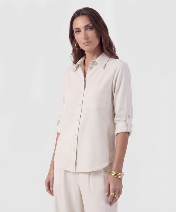 Camisa Unicolor Con Charretera Para Mujer image number null