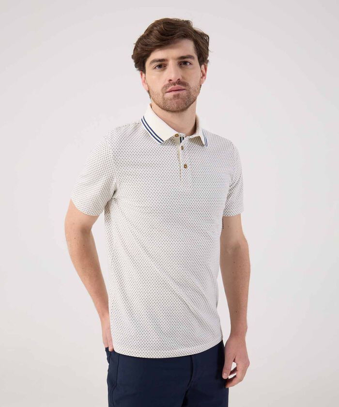Polo estampada con cuello tejido 