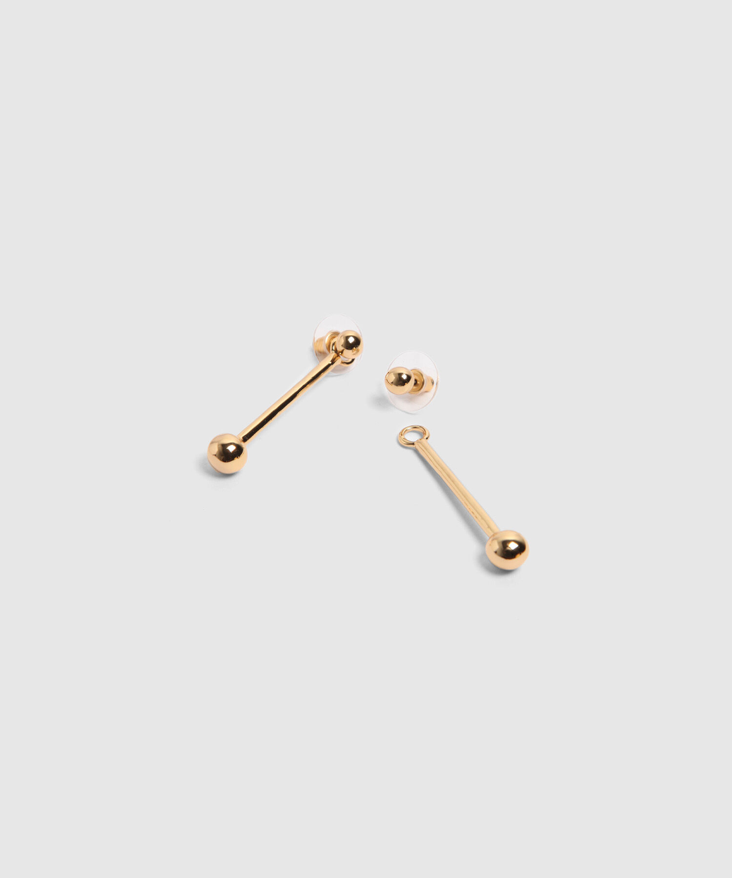 Aretes 2 En 1 Stud Y Barra Colgante Para Mujer