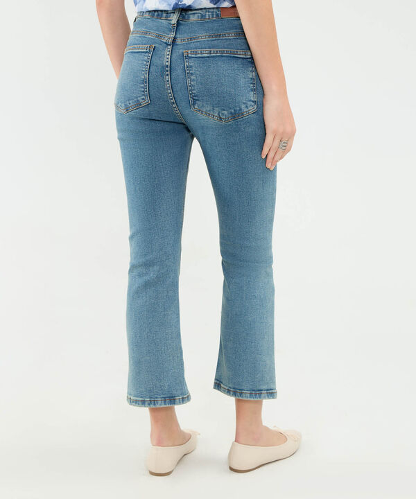 Jean Cropped Flare Para Mujer