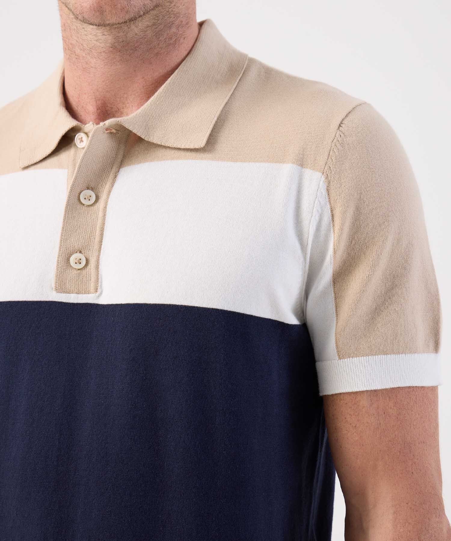 Polo de Tejido de Punto con Bloques de Color Para Hombre