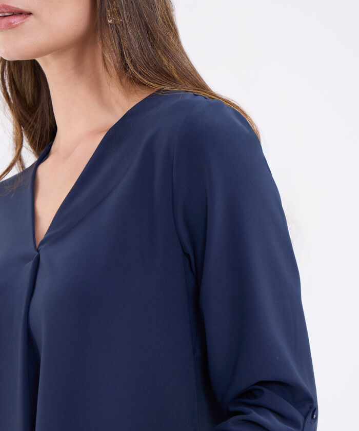 Blusa manga 3/4 unicolor para mujer