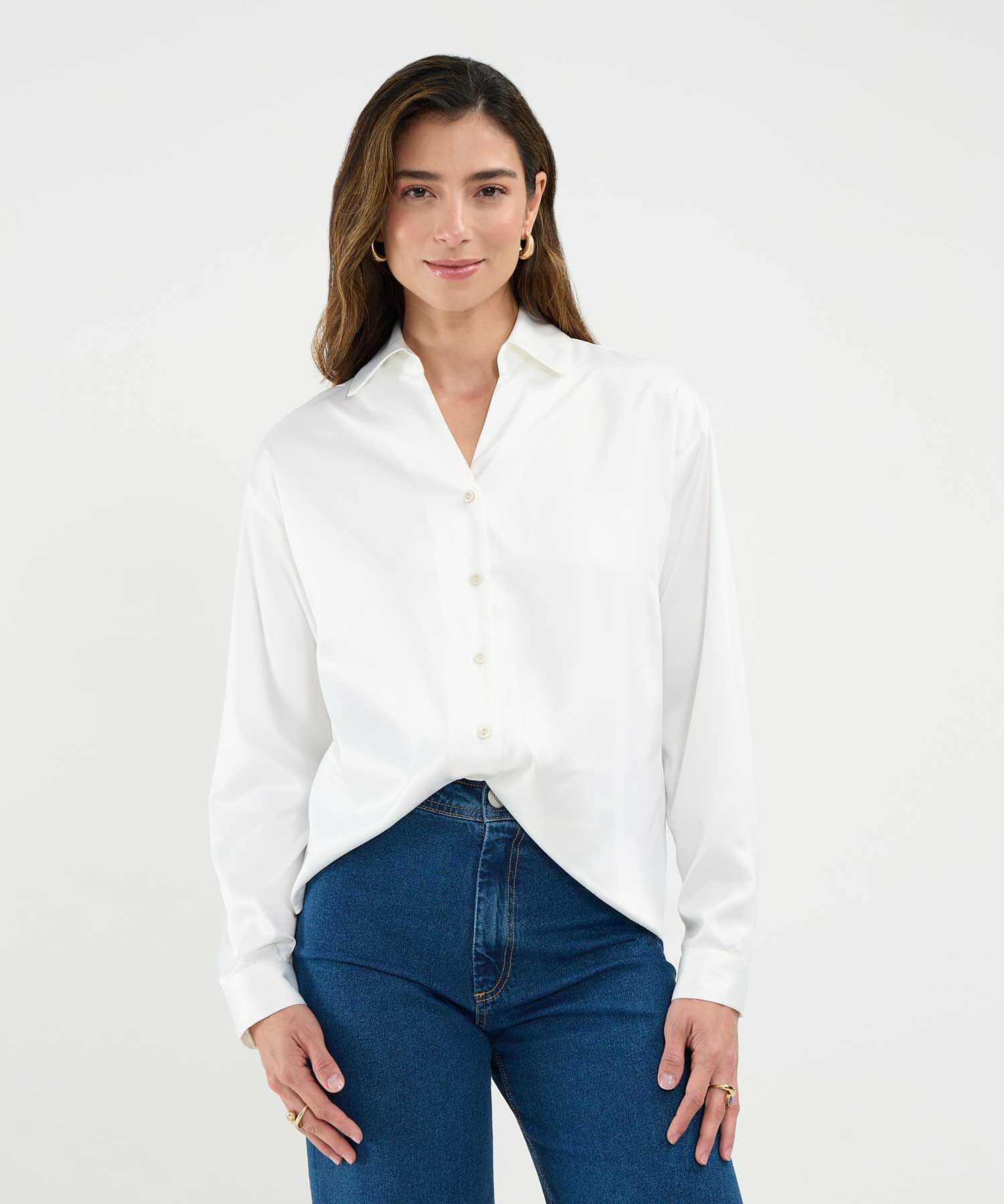 Camisa Satinada Manga Larga