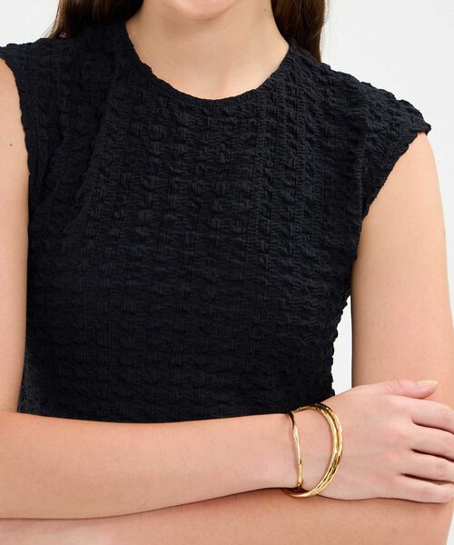 Camiseta Con Textura Hombro Corrido Para Mujer image number null