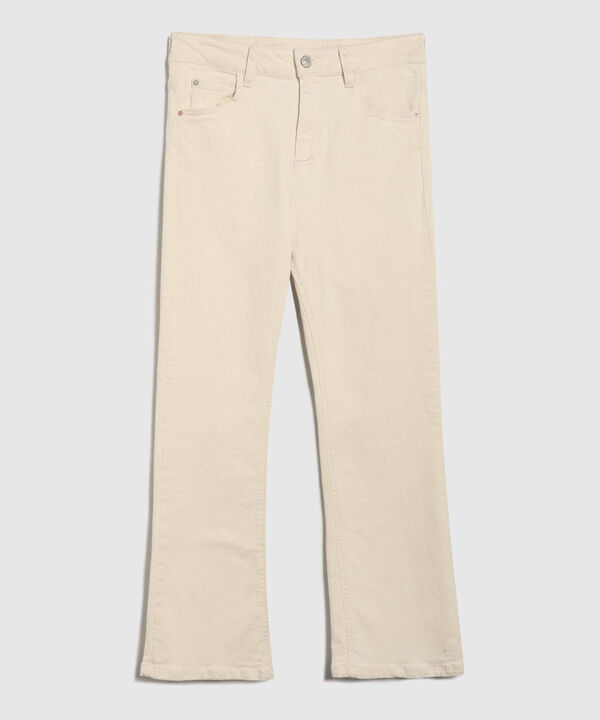 Jean Cropped Flare Tono Off White