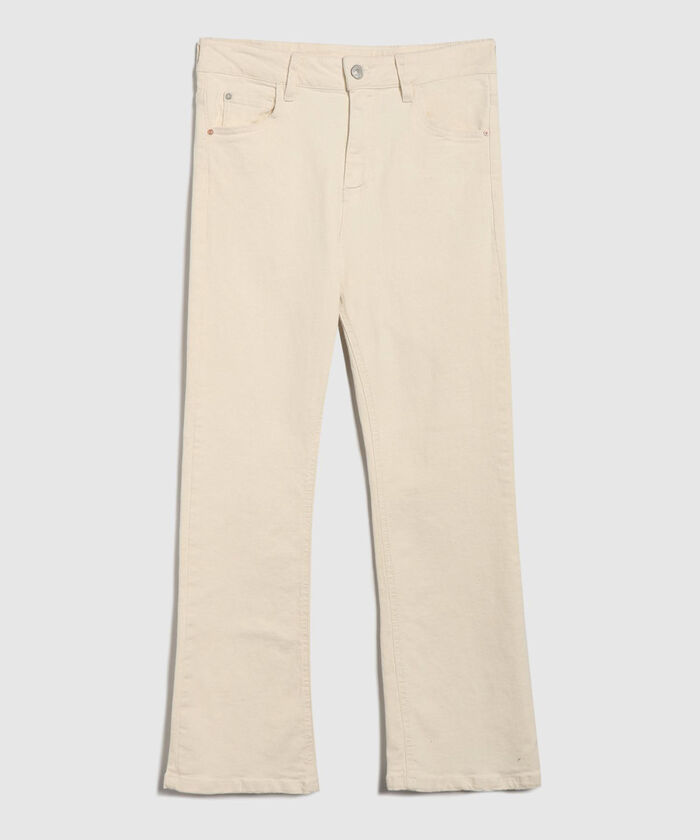 Jean Cropped Flare Tono Off White