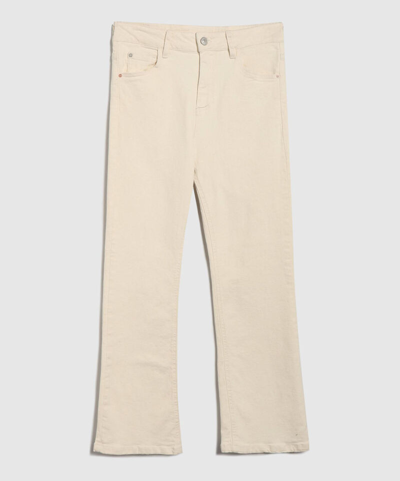 Jean Cropped Flare Tono Off White