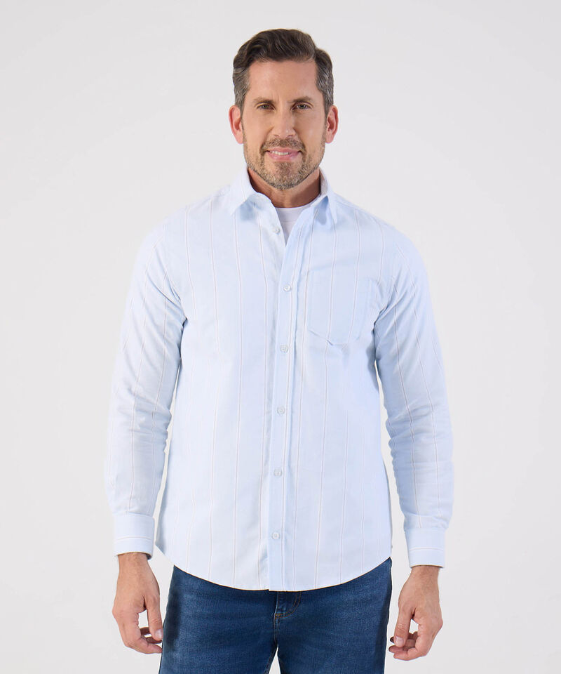 Camisa Manga Larga Con Bolsillo Para Hombre