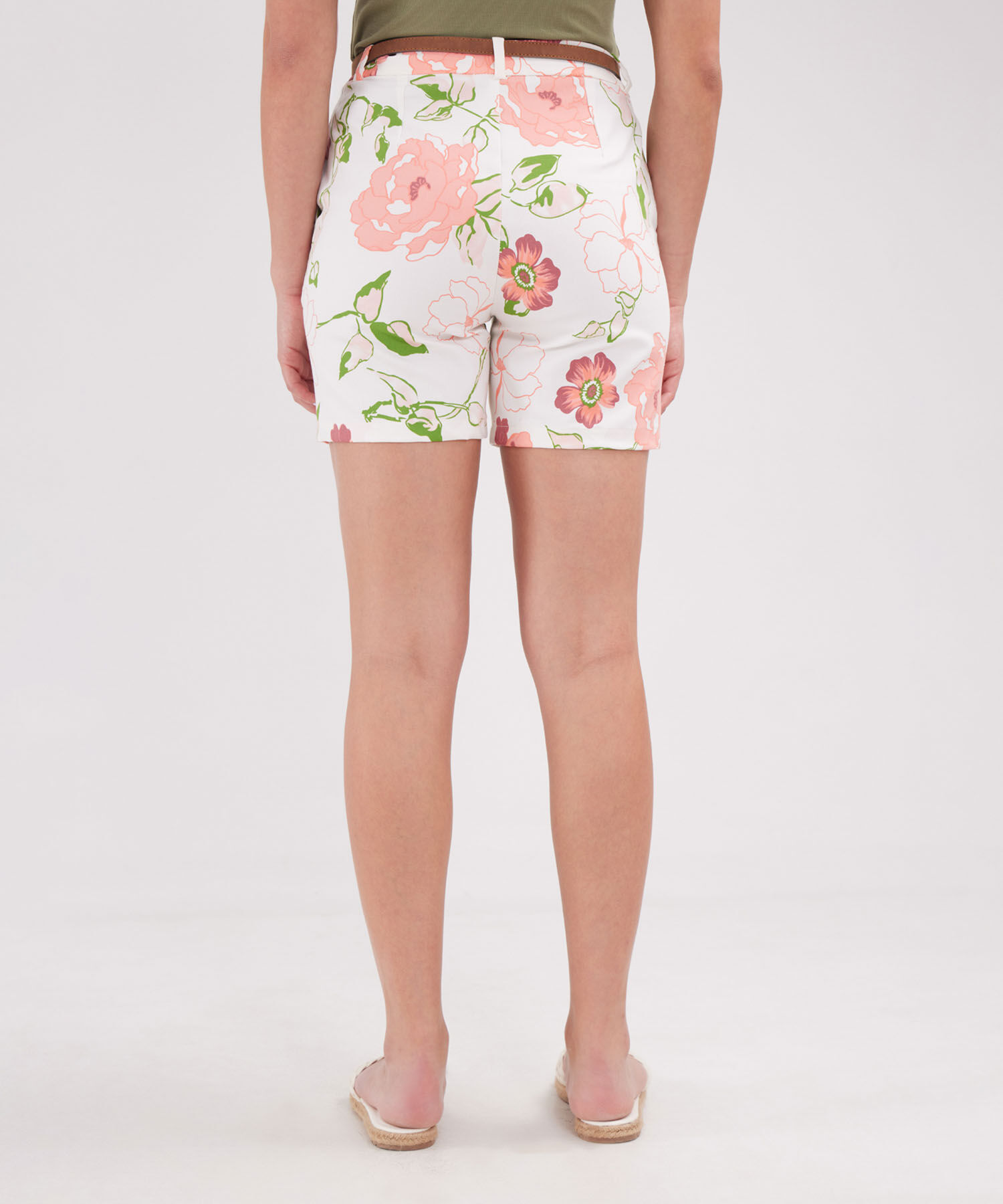 Bermuda Corta Estampada  Con Cinturon