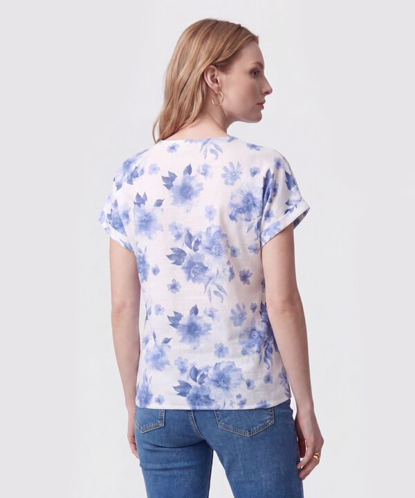 Blusa De Cuello Redondo Y Manga Corta Mujer