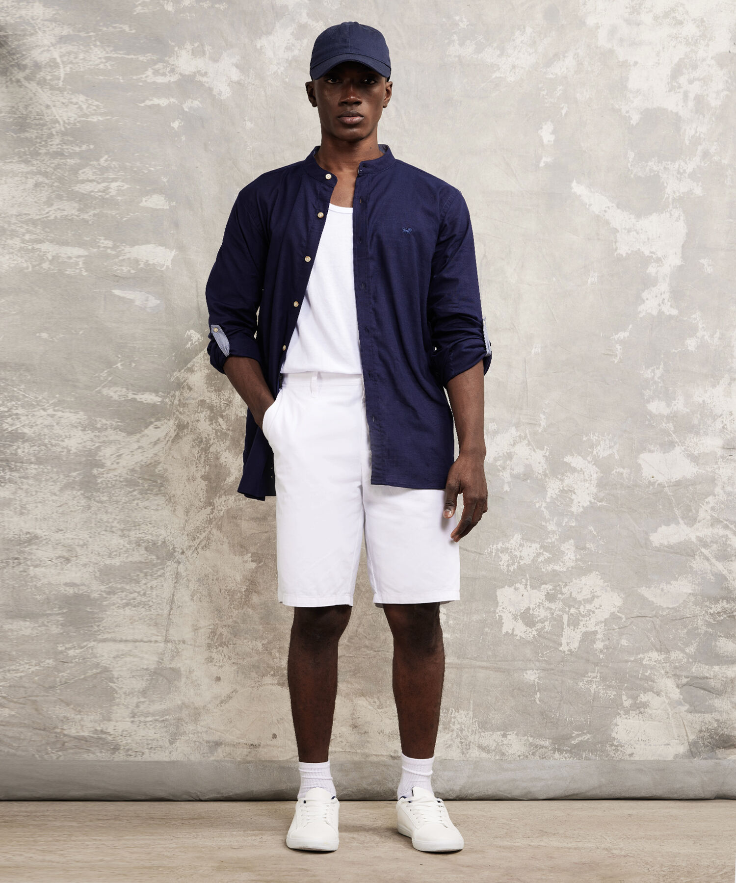 Camisa Manga Larga Cuello Mao Unicolor