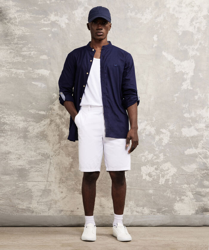 Camisa Manga Larga Cuello Mao Unicolor