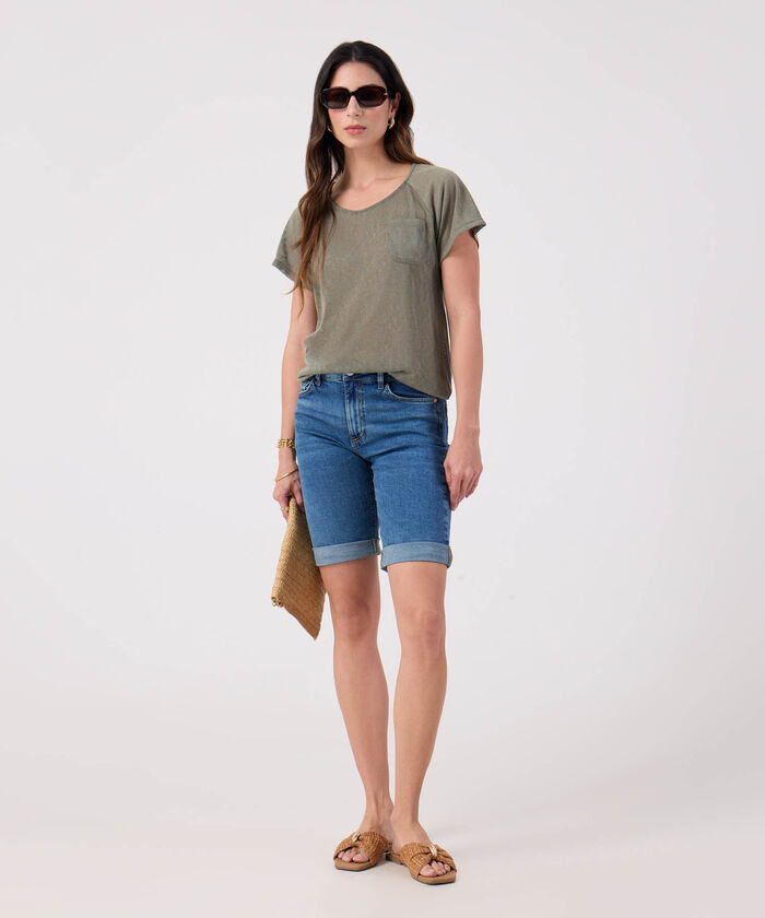 Bermuda En Denim Tono Azul Medio 