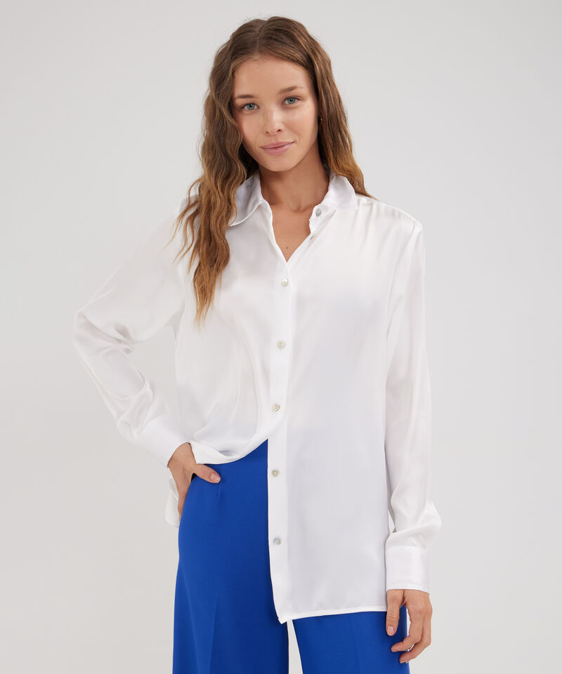 Camisa Unicolor Manga Larga En Satin