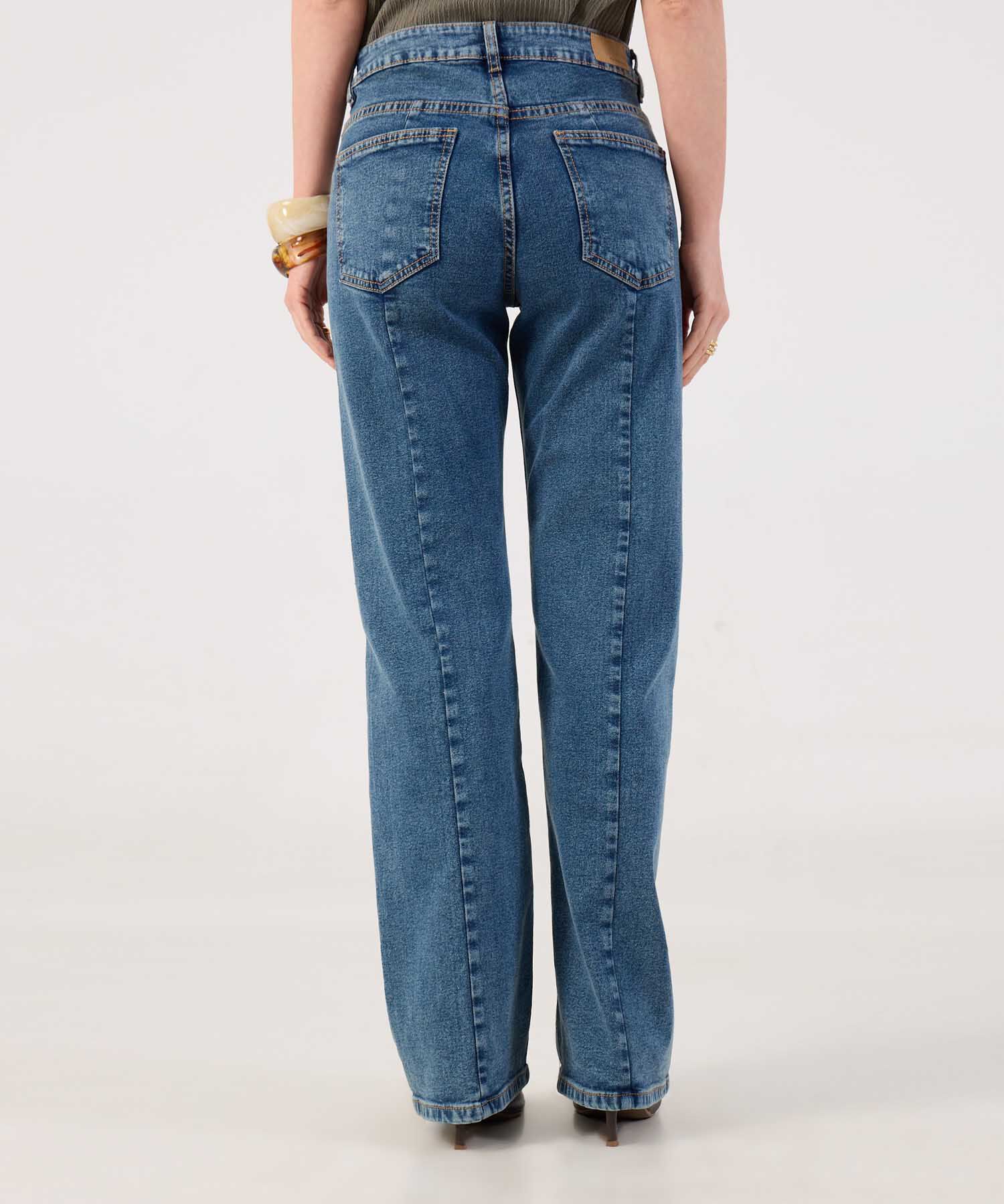 Jean Recto con Costuras Frontales para Mujer