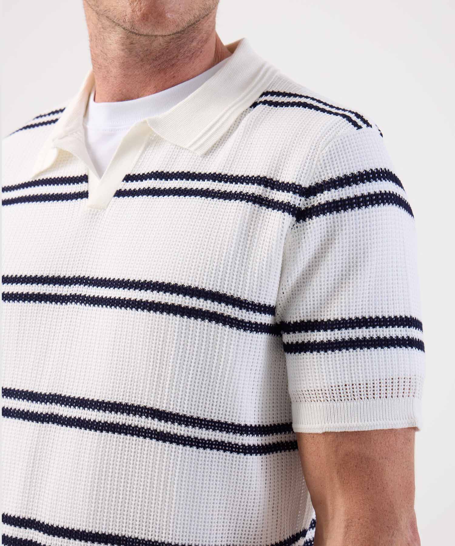Polo de Punto Abierto para Hombre con Rayas