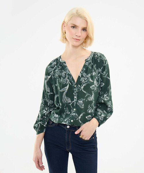 Blusa Estampada Cuello Mao image number null