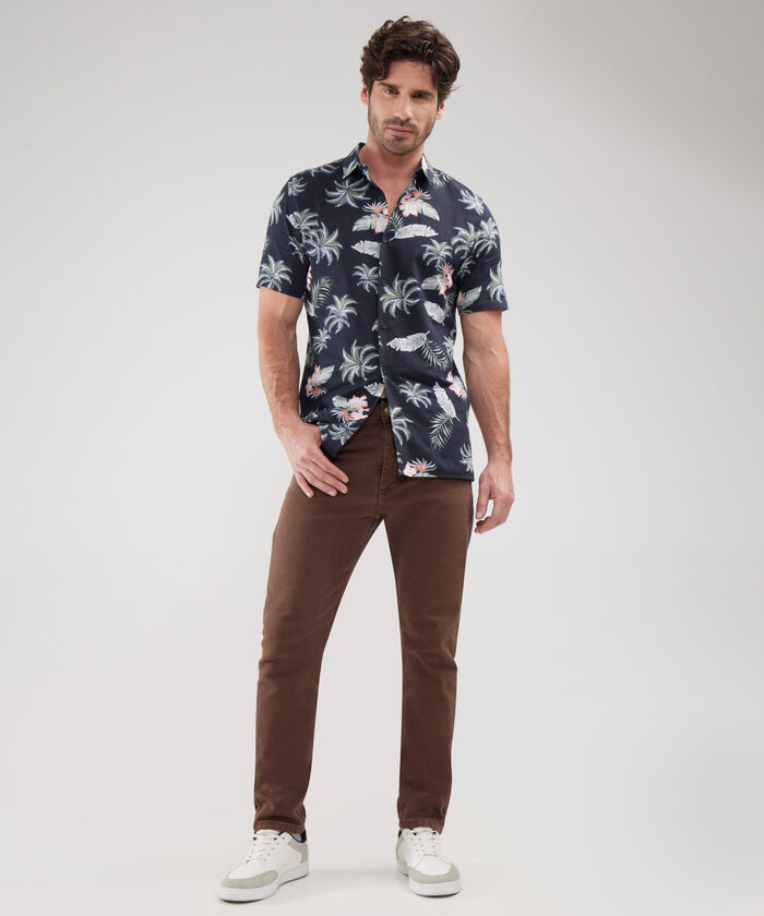 Camisa Manga Corta Estampada Base Lino