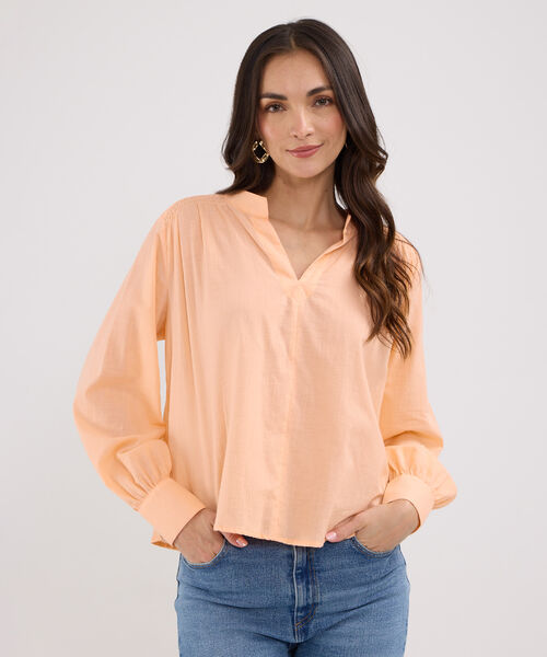 Blusa Unicolor Con Elastico  En Hombro image number null