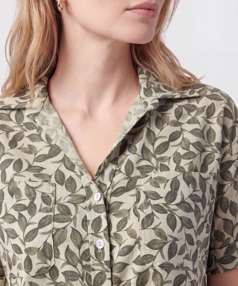 Camisa De Mujer Con Bolsillo Doble Frontal