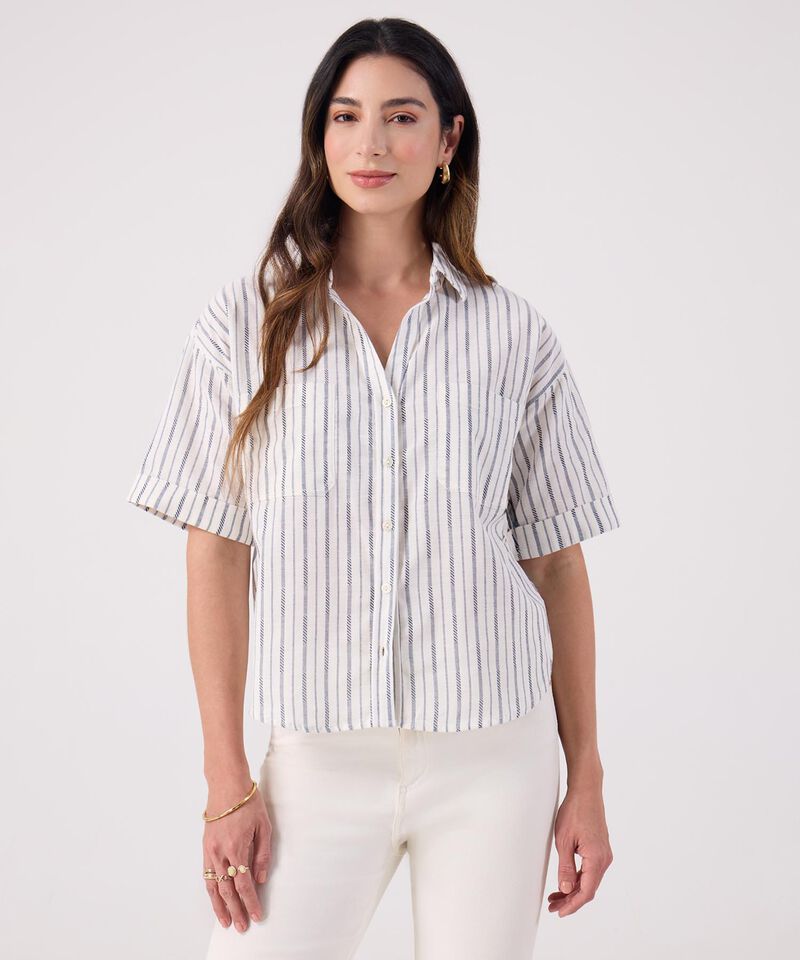 Camisa A Rayas Manga Corta 
