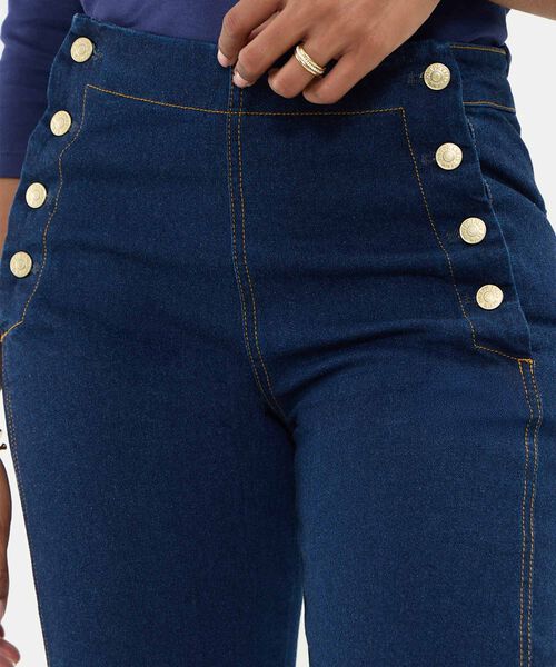 Jean Wide Leg De Abotonadura Lateral Para Mujer image number null