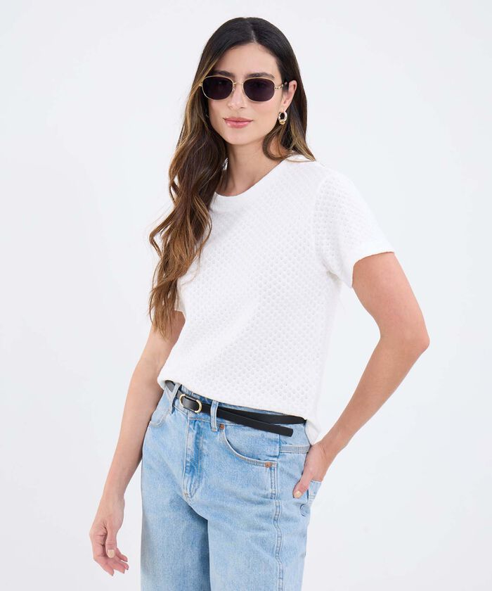 Camiseta Unicolor Cuello Redondo