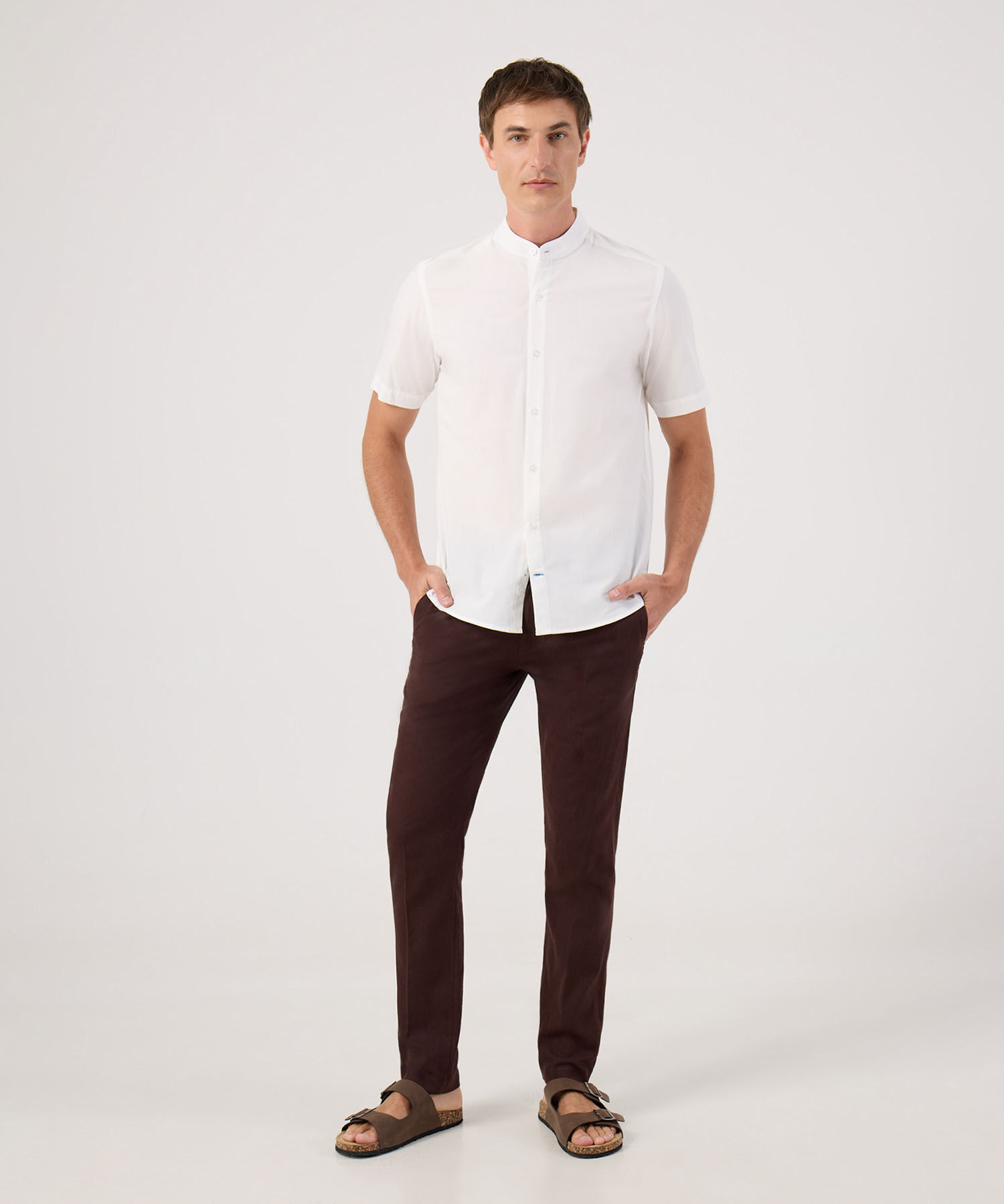 Camisa Unicolor Cuello Mao