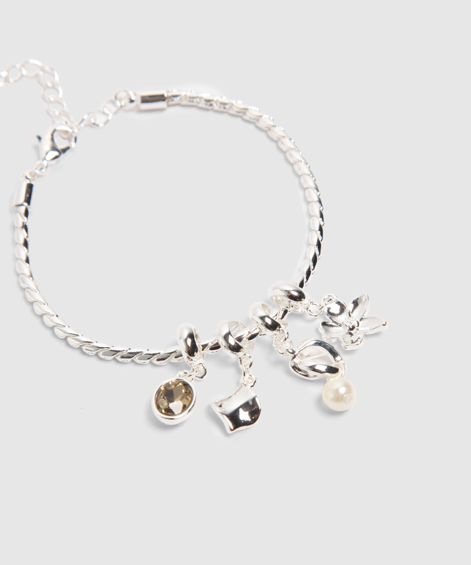 Pulsera Cadena Trenzada Con Dijes Charms Mujer