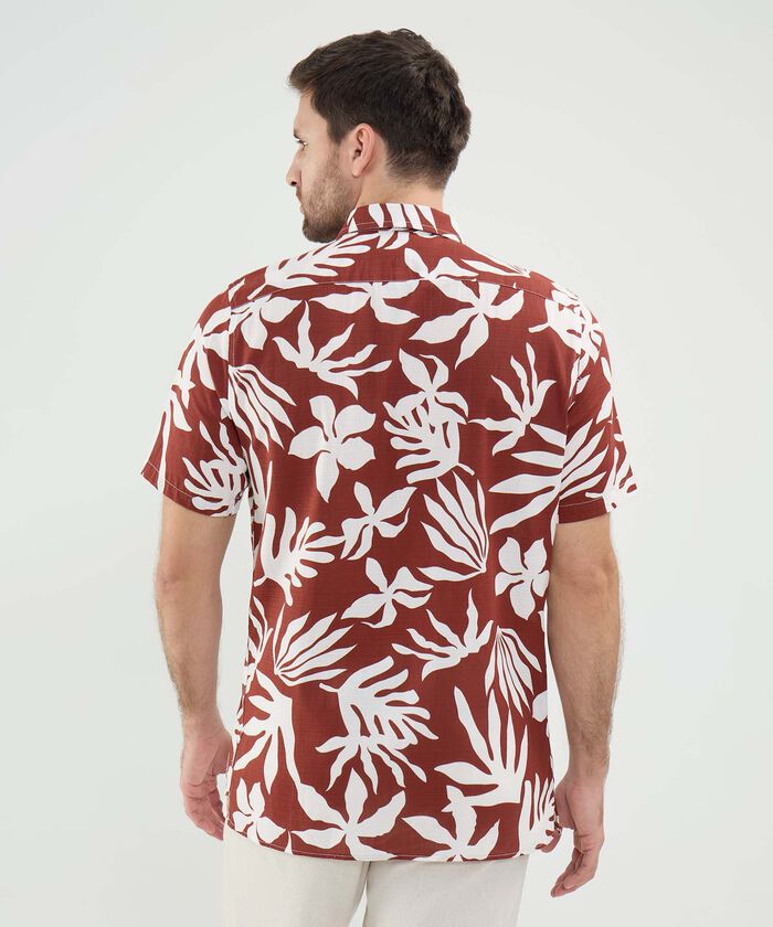 Camisa Estampada en Efecto Lino