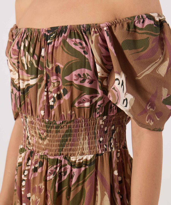 Vestido estampado manga corta 