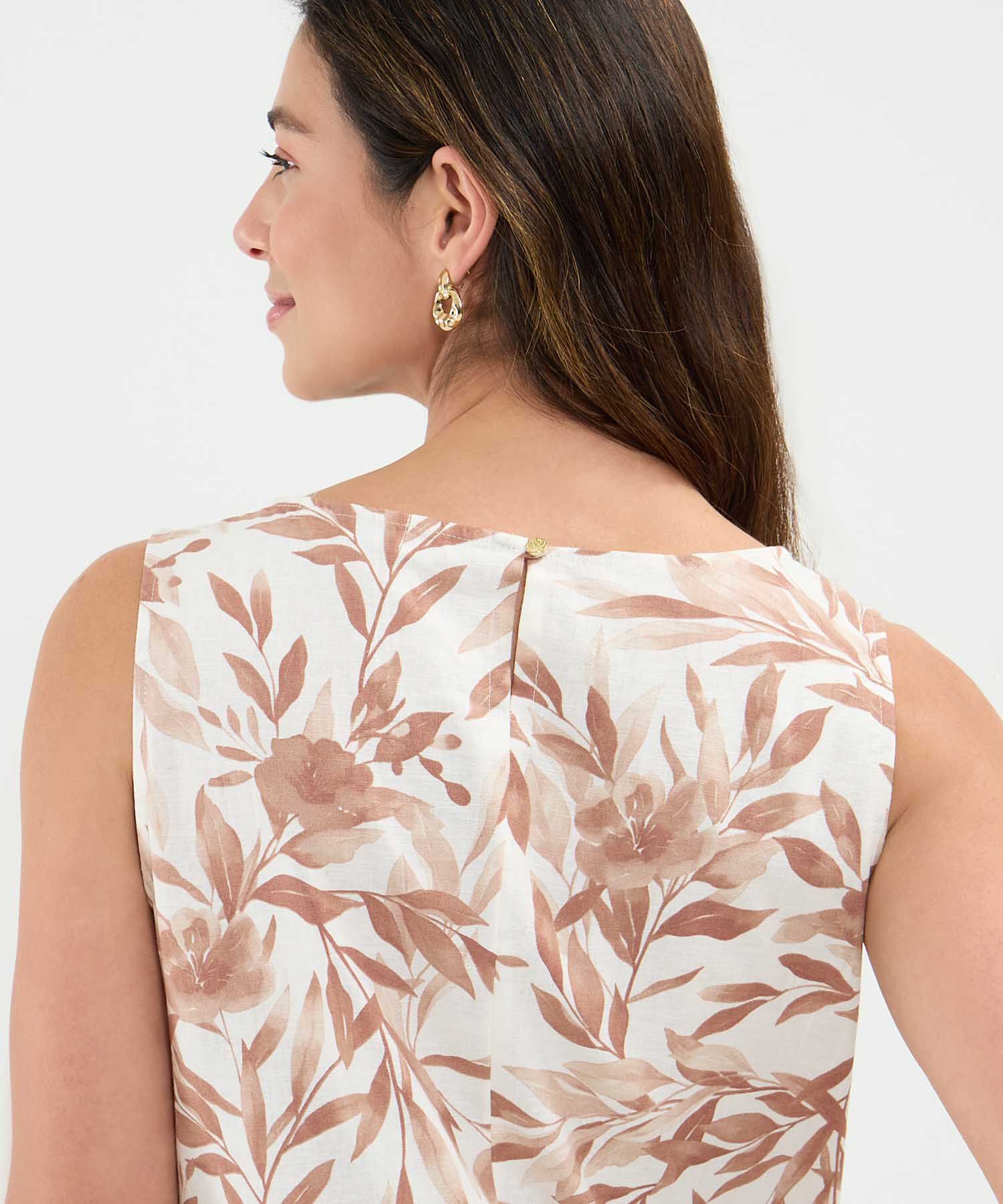 Vestido Estampado en Efecto Lino