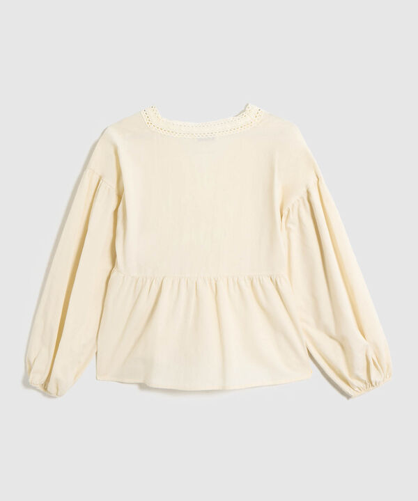 Blusa de Manga Larga con Encaje para Mujer