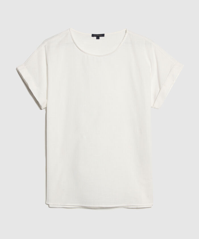 Blusa Manga Corta Con Guardapolvo En Lino Unicolor